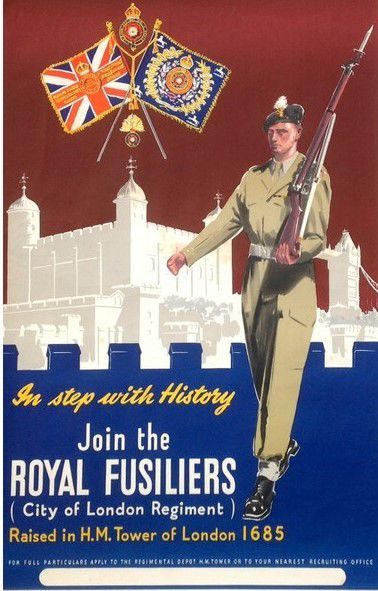 Royal Fusiliers City of London Regiment Diamond, Platinum, Gold and Enamel Sweetheart Brooch_Royal Fusiliers recruitment poster 2.jpg Royal Fusiliers City of London Regiment Diamond, Platinum, Gold and Enamel Sweetheart Brooch_Royal Fusiliers recruitment poster 2