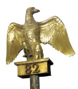 Eagle Standard of the 82nd Regiment of the French Line, captured by the Royal Fusiliers at the Battle of Martinque 1809 during the Napoleonic Wars_hotspot